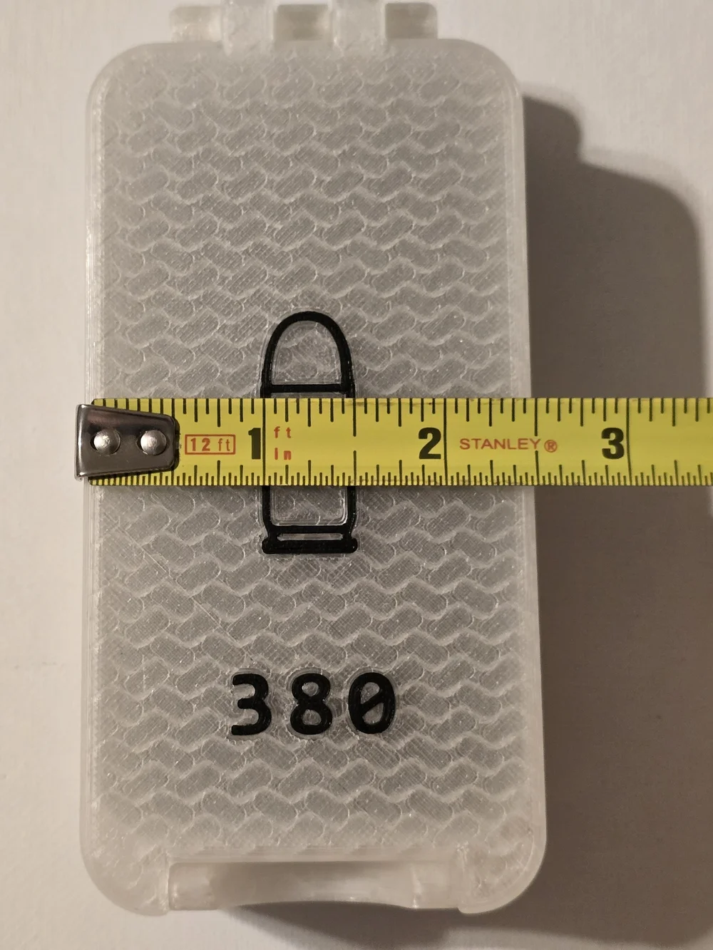 380 Ammo Box Compact Snap Lock 50 rd 3D Printed Storage Clear Black Pla USA